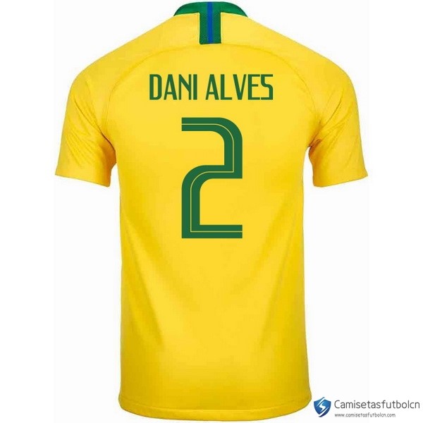 Camiseta Seleccion Brasil Primera equipo Dani Alves 2018 Amarillo